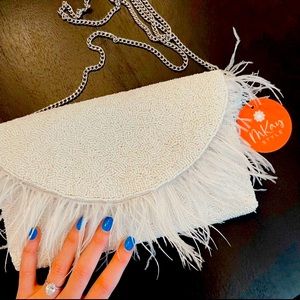 White Beaded Wedding Clutch